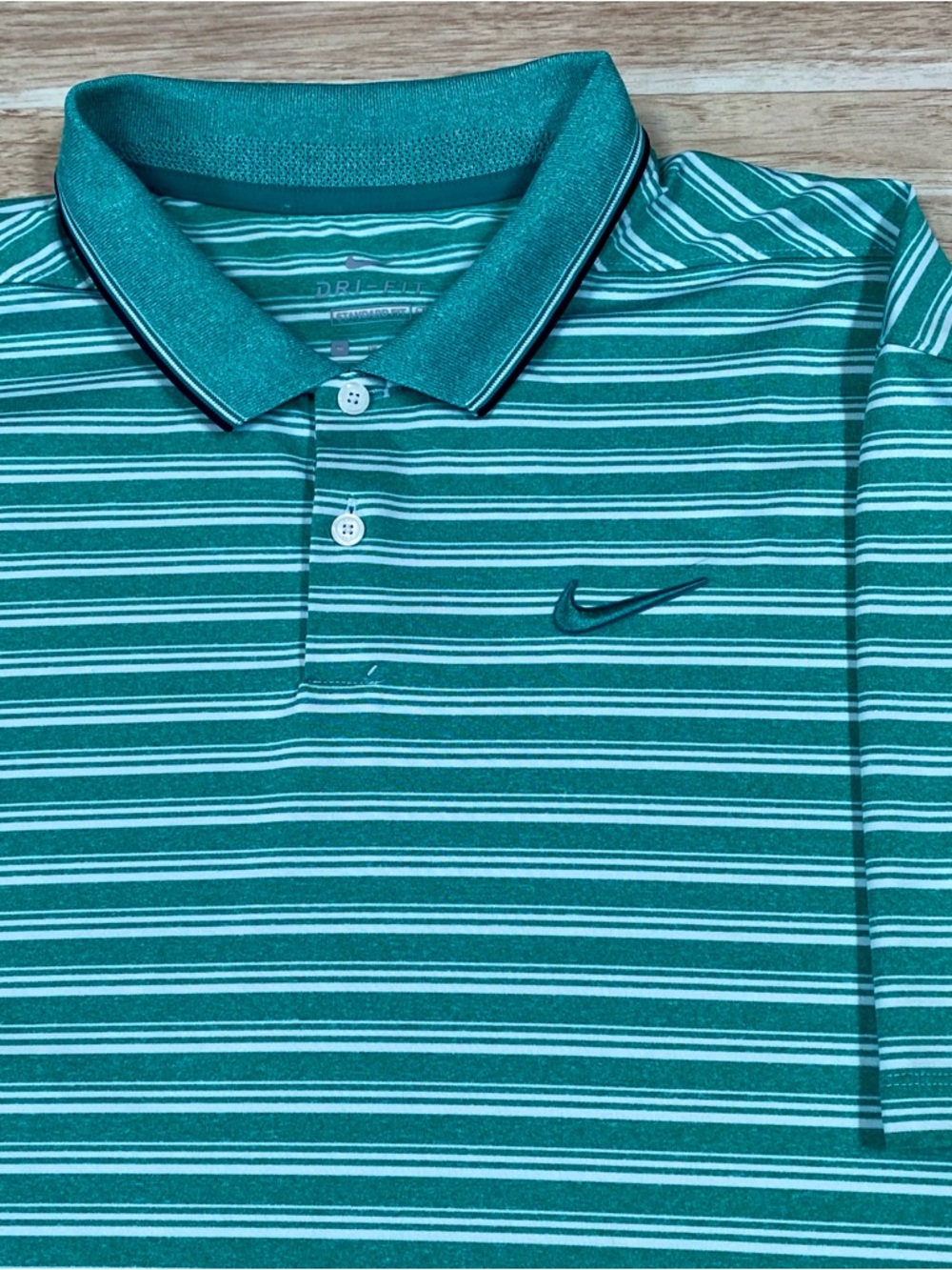 Nike Dri-FIT Vapor Golf Polo Men’s XL Green & White Striped Performance Shirt SS